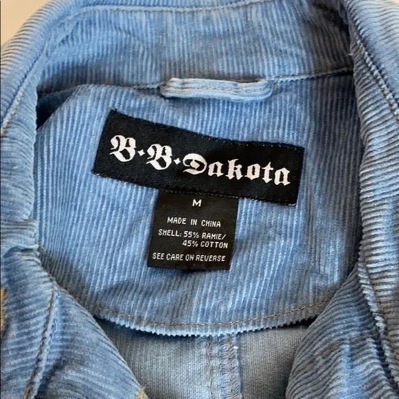 BB Dakota Light Blue Corduroy Jacket - Picture 4 of 6